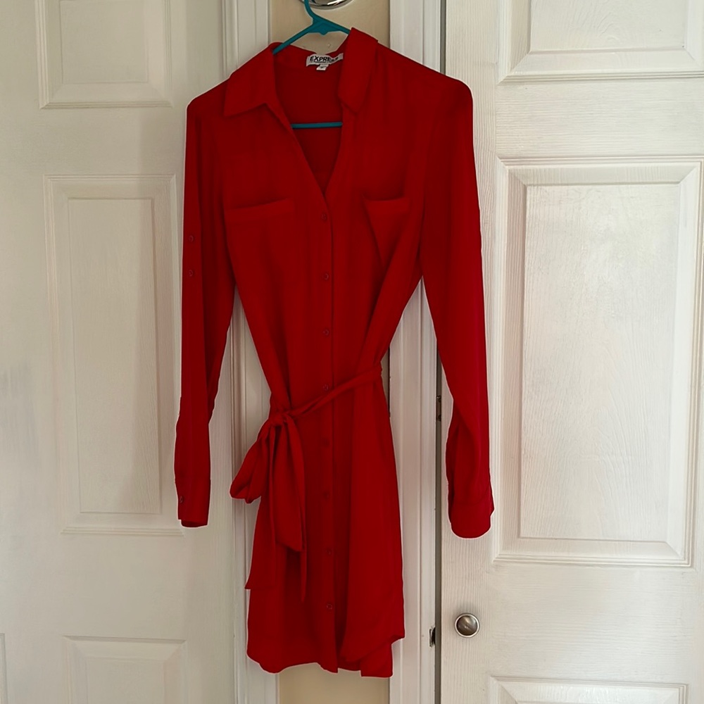 Red shirt dress